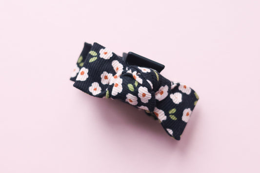 Black Floral Claw Clip Bow