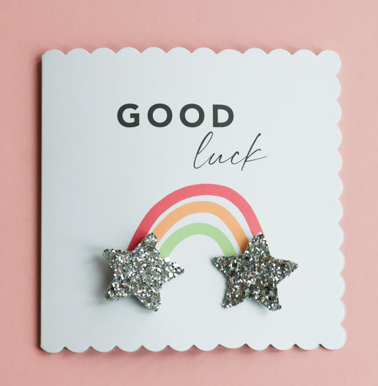 Star Hair Clip Good Luck Card